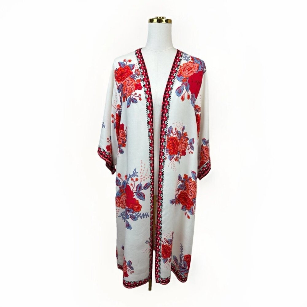 🌊🌸 Flying Tomato Bohemian Beach Kimono Cover-Up – Floral Duster | Women’s M/L